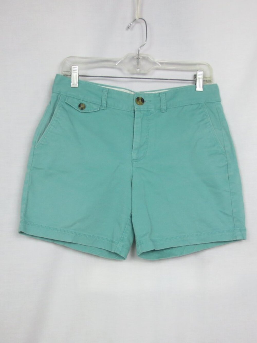 Dockers Shorts Flat Front Seafoam Green High Waist Comfy Stretch Denim Size 4